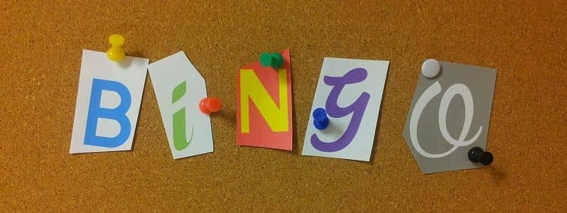 colorful letters arranged into word - bingo