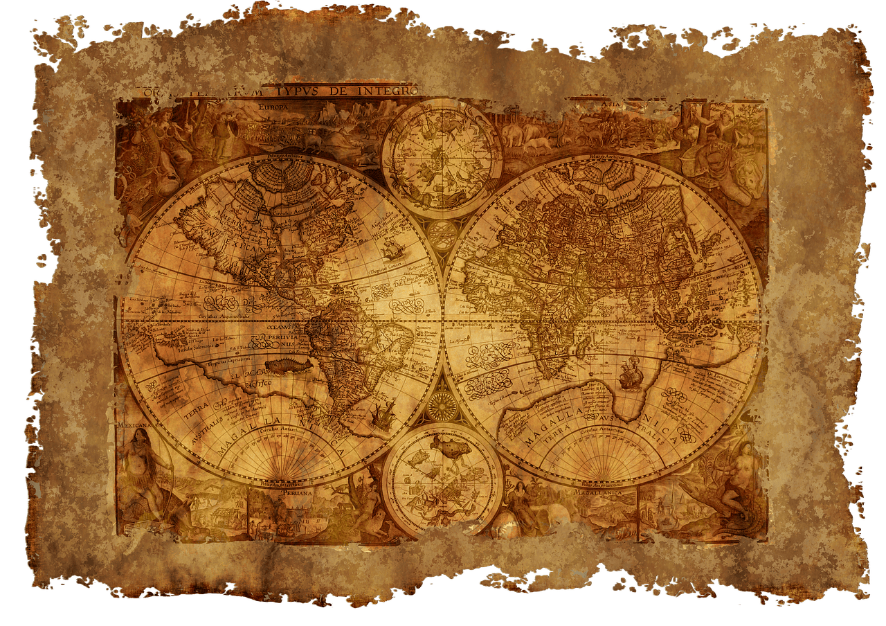 sketch, old world map (drawing)