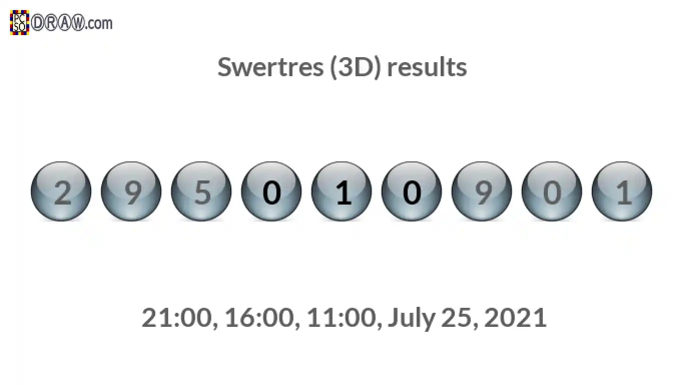 Rendered lottery balls representing 3D Lotto results on July 25, 2021