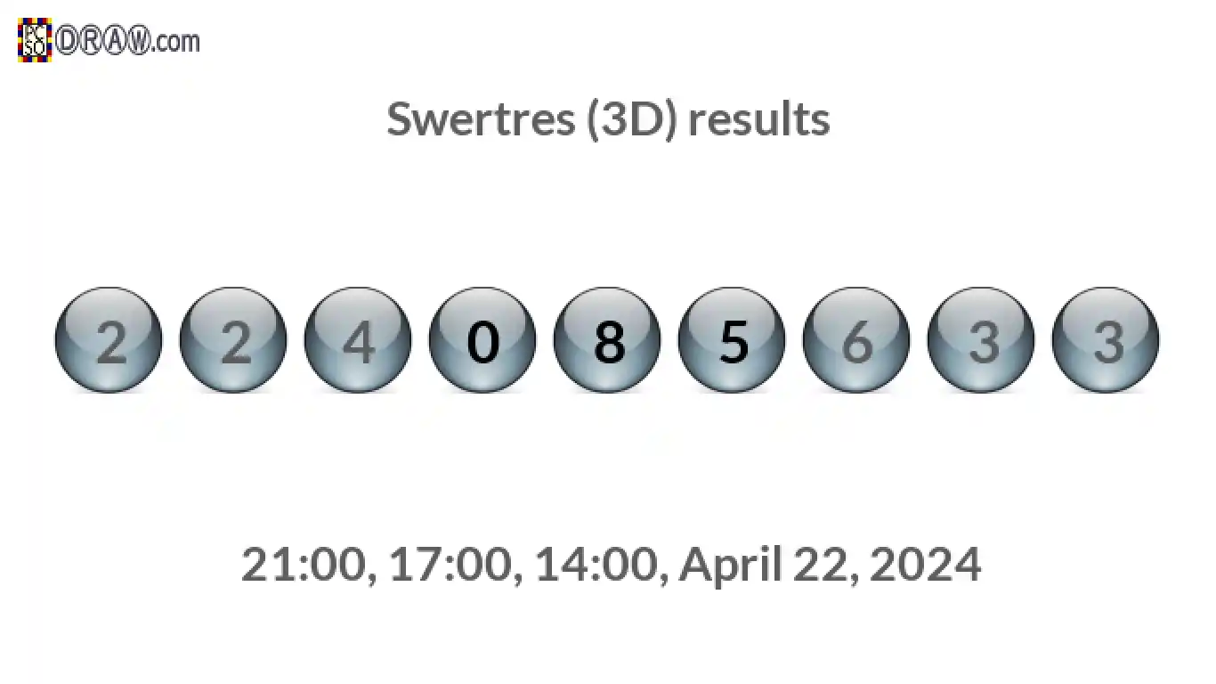 Rendered lottery balls representing 3D Lotto results on April 22, 2024