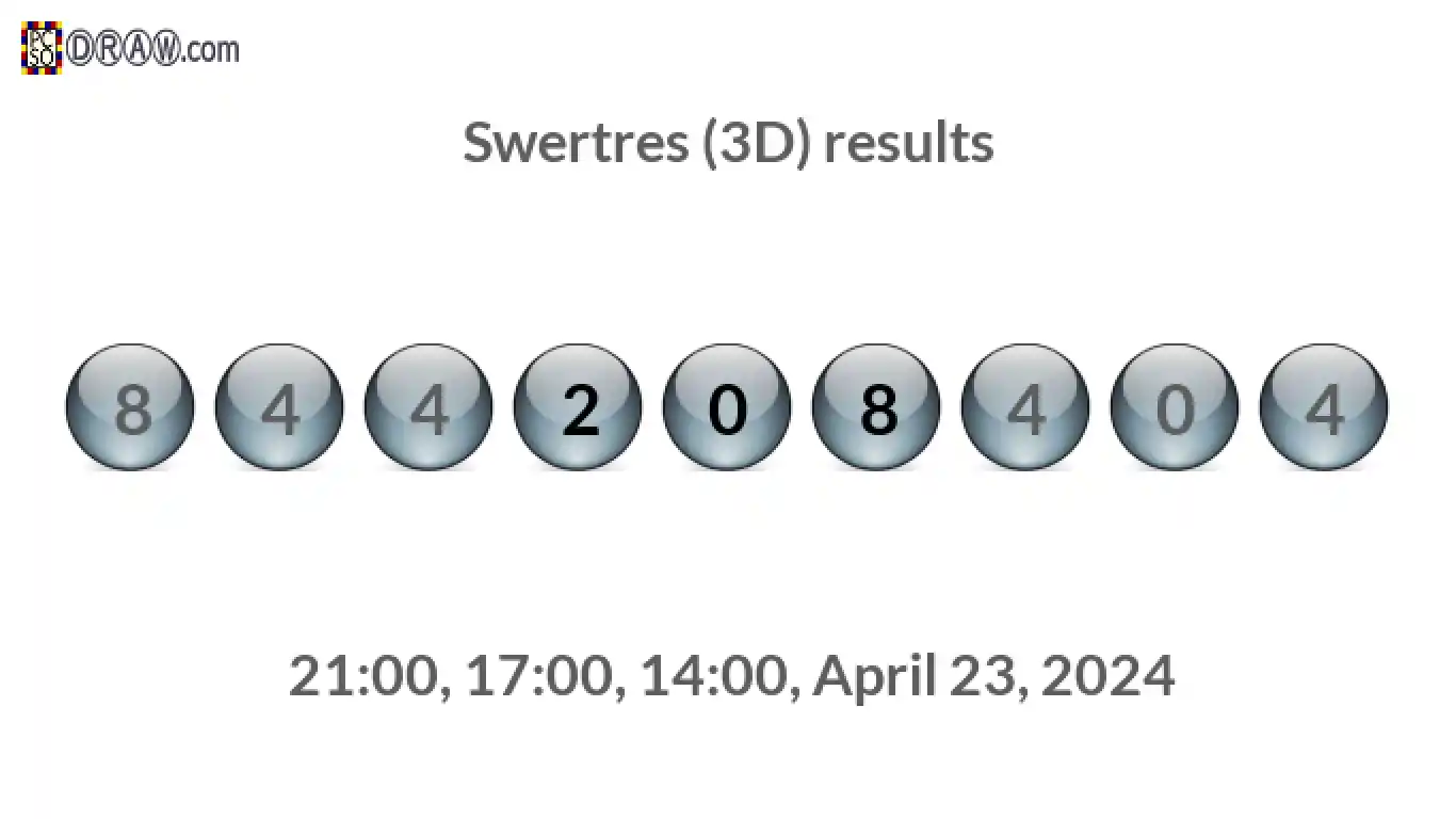Rendered lottery balls representing 3D Lotto results on April 23, 2024