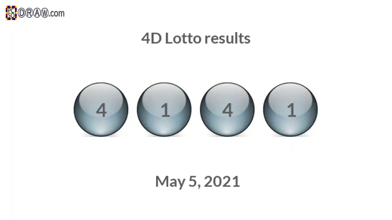 4D lottery balls representing results on May 5, 2021