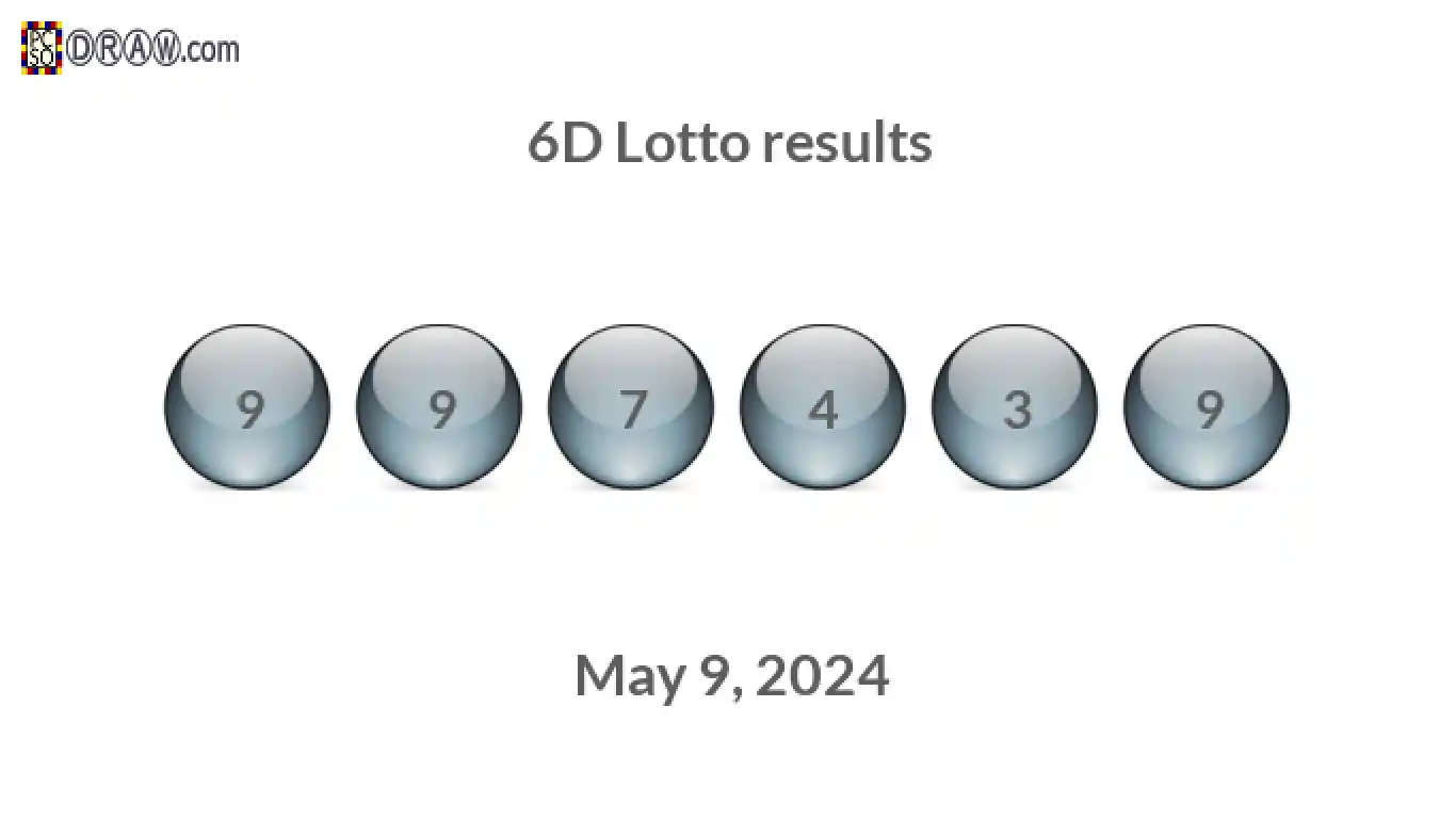 6D lottery balls representing results on May 9, 2024